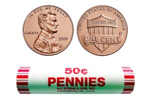 2021 p lincoln union shield cent roll penny uncirculated us mint