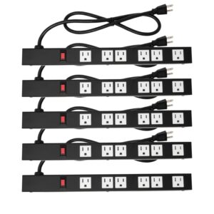 opentron 5-pack ot16063 heavy duty metal surge protector power strip with mounting parts 6 white outlets 3 feet power cord