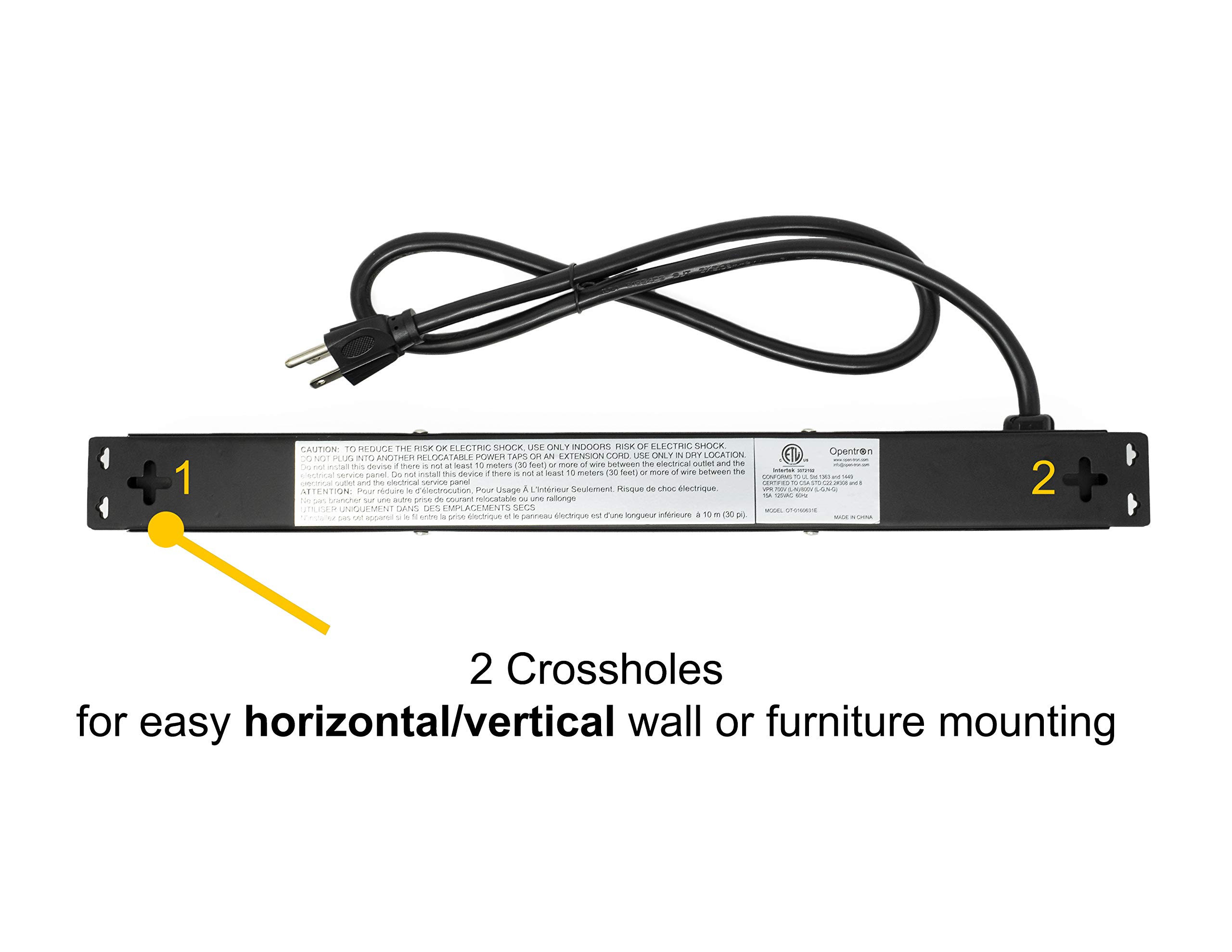 Opentron 5-Pack OT16063 Heavy Duty Metal Surge Protector Power Strip with Mounting Parts 6 White Outlets 3 Feet Power Cord