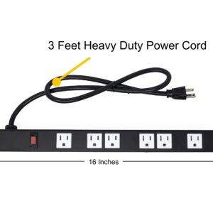 Opentron 5-Pack OT16063 Heavy Duty Metal Surge Protector Power Strip with Mounting Parts 6 White Outlets 3 Feet Power Cord