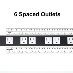 Opentron 5-Pack OT16063 Heavy Duty Metal Surge Protector Power Strip with Mounting Parts 6 White Outlets 3 Feet Power Cord