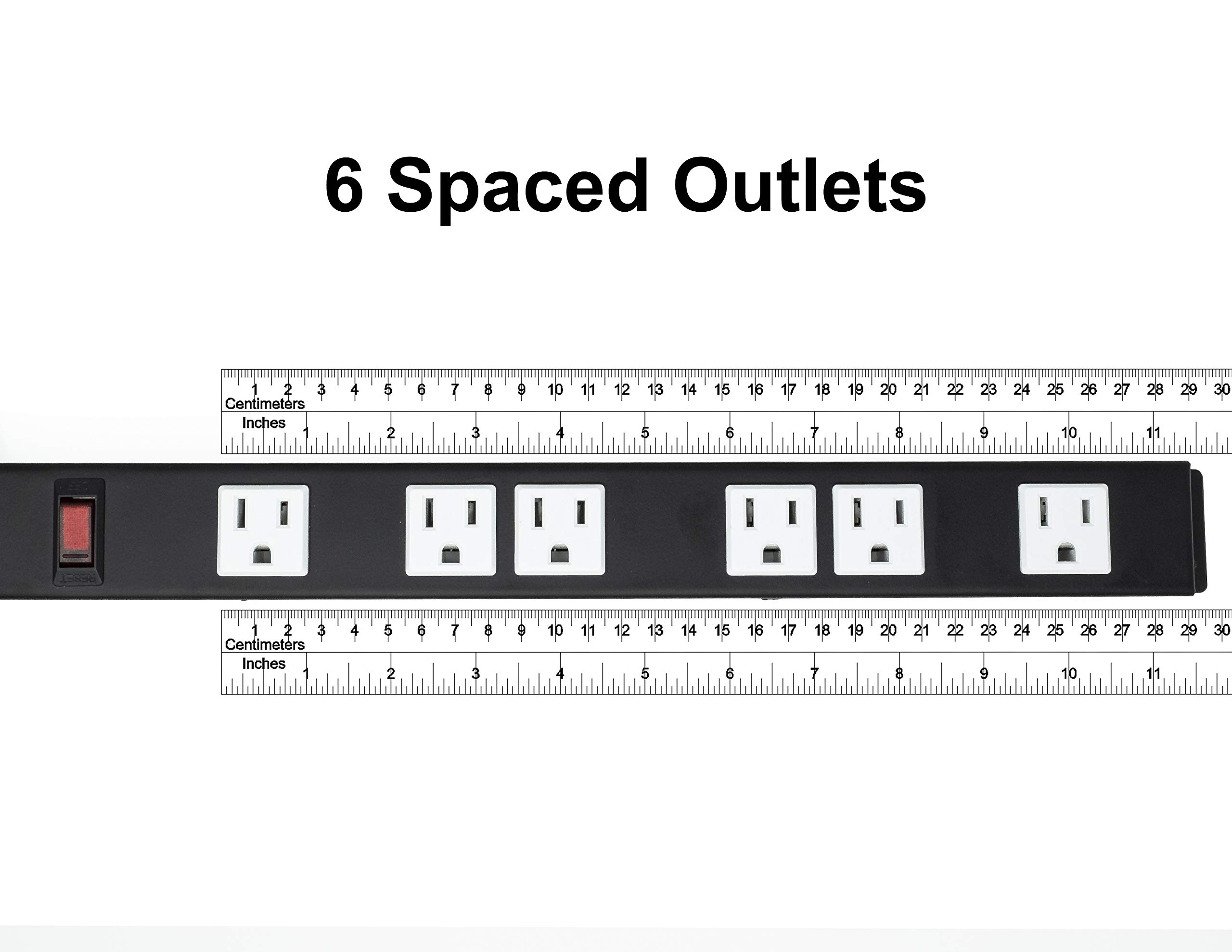 Opentron 5-Pack OT16063 Heavy Duty Metal Surge Protector Power Strip with Mounting Parts 6 White Outlets 3 Feet Power Cord