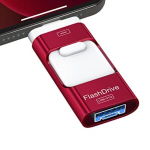 Sunany Flash Drive 128GB, USB Memory Stick External Storage Thumb Drive Compatible for Phone, Pad, Android, PC and More Devices (Red)