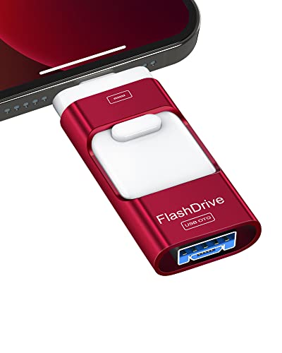 Sunany Flash Drive 128GB, USB Memory Stick External Storage Thumb Drive Compatible for Phone, Pad, Android, PC and More Devices (Red)