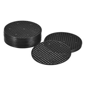 meccanixity flower pot hole mesh pad 3.3 inch bonsai plant bottom round plastic soil grid screen mat, black pack of 20