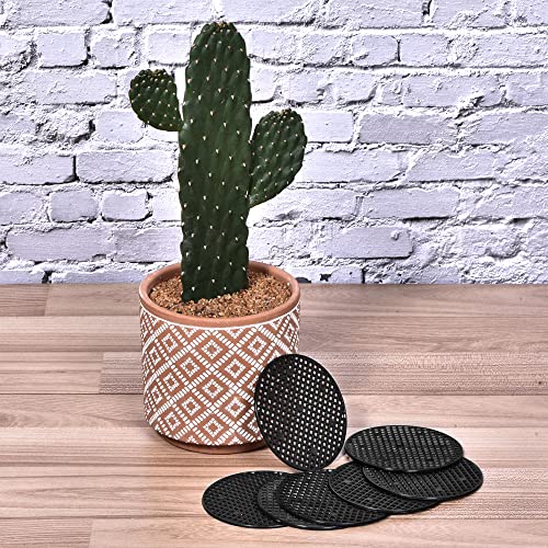 MECCANIXITY Flower Pot Hole Mesh Pad 3.3 Inch Bonsai Plant Bottom Round Plastic Soil Grid Screen Mat, Black Pack of 20