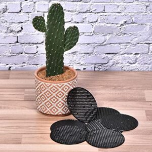 MECCANIXITY Flower Pot Hole Mesh Pad 4 Inch Bonsai Plant Bottom Round Plastic Soil Grid Screen Mat, Black Pack of 20