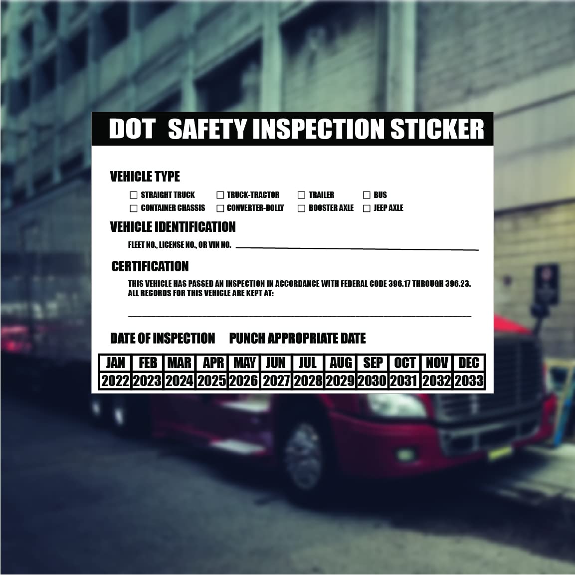 DOT Inspection Stickers (10 Pack)