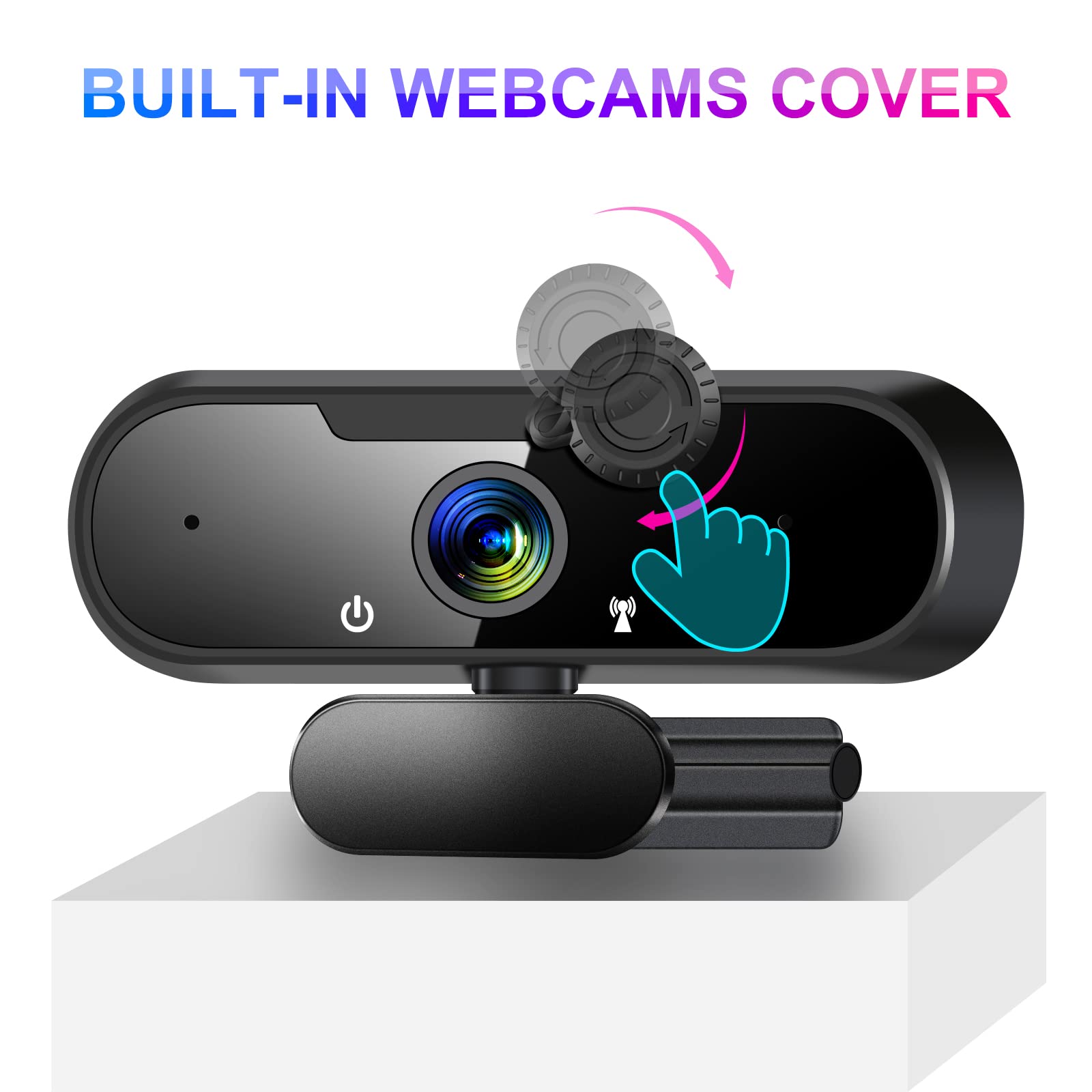 1080P 60FPS Webcam with Microphone, Laptop Computer Camera, Dual Mics, Plug and Play, Webcams Cover & Mini Tripod, 100° Wide Angle Streaming Web Camera for Video Conferencing, Zoom, Facetime, Skype
