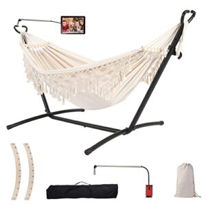 leize double hammock with stand portable hammock stand heavy duty steel outdoor patio yard beach indoor with carrying case