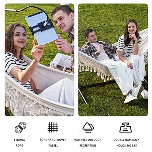 Leize Double Hammock with Stand Portable Hammock Stand Heavy Duty Steel Outdoor Patio Yard Beach Indoor with Carrying Case