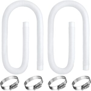 saintrygo 2 pcs pool hose for above ground pools 1.5 inches diameter pool pump replacement hose 59 inches length swimming pool hose with 4 pcs hose clamps (white)