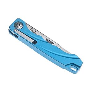 Tungyi Daily Pocket Folding Utility Knife with Key Ring and 10 Replaceable Quick Change Blades, Ultra Compact and Lightweight (Blue)