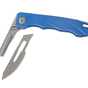 Tungyi Daily Pocket Folding Utility Knife with Key Ring and 10 Replaceable Quick Change Blades, Ultra Compact and Lightweight (Blue)