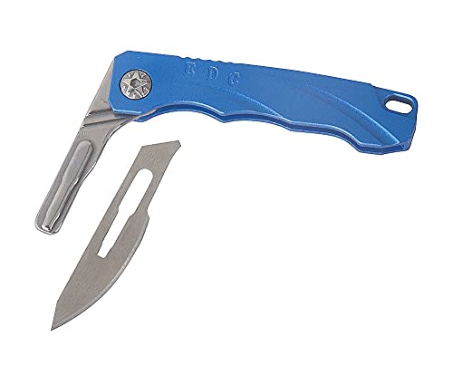 Tungyi Daily Pocket Folding Utility Knife with Key Ring and 10 Replaceable Quick Change Blades, Ultra Compact and Lightweight (Blue)