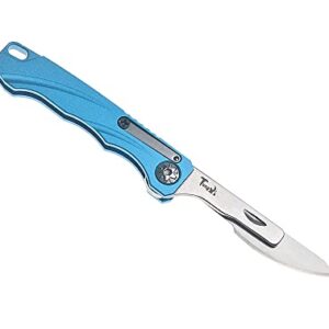 Tungyi Daily Pocket Folding Utility Knife with Key Ring and 10 Replaceable Quick Change Blades, Ultra Compact and Lightweight (Blue)