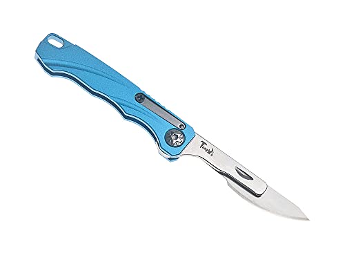 Tungyi Daily Pocket Folding Utility Knife with Key Ring and 10 Replaceable Quick Change Blades, Ultra Compact and Lightweight (Blue)