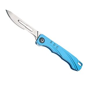 Tungyi Daily Pocket Folding Utility Knife with Key Ring and 10 Replaceable Quick Change Blades, Ultra Compact and Lightweight (Blue)