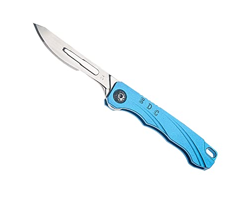 Tungyi Daily Pocket Folding Utility Knife with Key Ring and 10 Replaceable Quick Change Blades, Ultra Compact and Lightweight (Blue)