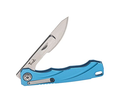 Tungyi Daily Pocket Folding Utility Knife with Key Ring and 10 Replaceable Quick Change Blades, Ultra Compact and Lightweight (Blue)