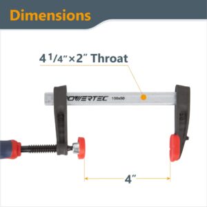 POWERTEC 71591-P2 4-Inch F Clamp Heavy Duty F Style Bar Clamps for Woodworking, 330 lb Capacity each – 4PK