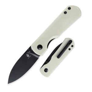 kizer yorkie edc knife, m390 steel blade and ivory g10 handle folding pocket knife with clip, ki3525s2