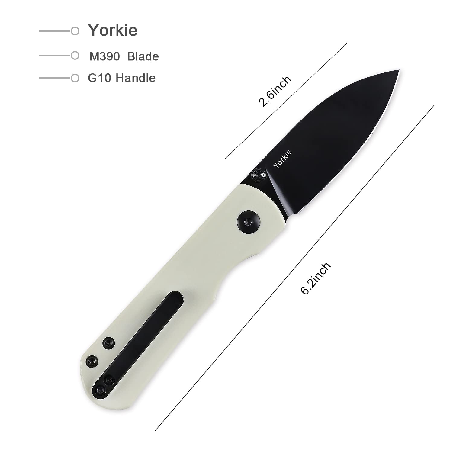 Kizer Yorkie EDC Knife, M390 Steel blade and Ivory G10 Handle Folding Pocket Knife with Clip, Ki3525S2