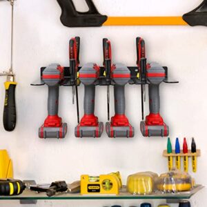 GOHIKING Garage Organization, Drill Hanger Wall Mount, Heavy Duty Power Tool Organizer that Support 4 Electric Drills and Batteries, for Garage, Home, Workshop, Shed