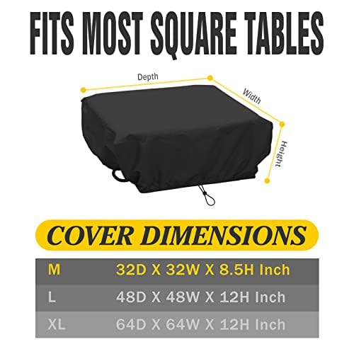 SELUGOVE Square Patio Table Cover Waterproof, Sun-Proof, Dustproof, Non-Fading Black Thick, Suitable for 32-inch Outdoor Square Table