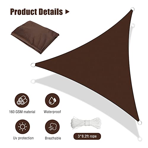 Number-one Sun Sail Shades, 9.8x9.8x9.8ft Sun Shade Sail Triangle/Waterproof 160GSM UV Block Sail Canopy, Sun Shade Sail Canopy for Patio Backyard Lawn Garden Deck Sand Camping or Outdoor Activities