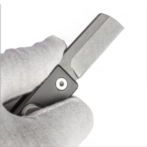 nhdt sw806 mini titanium handle steel blade folding pocket knife edc camping knife with bottle opener, ultralight, and portable knife only 2.07oz.