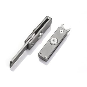 NHDT SW806 Mini Titanium Handle Steel Blade Folding Pocket Knife EDC Camping Knife With Bottle Opener, Ultralight, and portable knife only 2.07OZ.