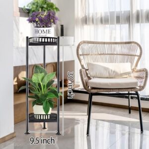 Plant Stand Indoor Outdoor, 30'' Tall Plant Stand, 2 Tier Metal Planter Stand, Rustproof Plant Stand Flower Pot Holder for Living Room, Corner, Deck