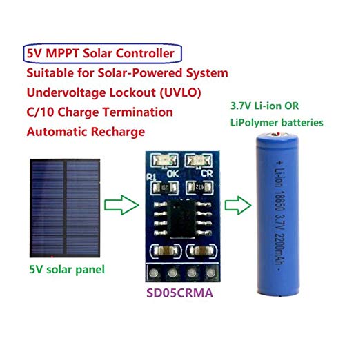 3.7V Battery Module, Solar Controller Module LiPo Li-ion Lithium Battery Charger MPPT Solar Module for Solar Battery Charging(with Needle)