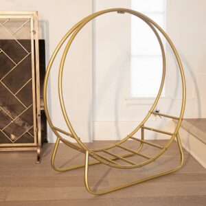 Barton 30" Hoop Log Rack Gold Fireplace Firewood Holder Fire Wood Storage Indoor Outdoor Carrier