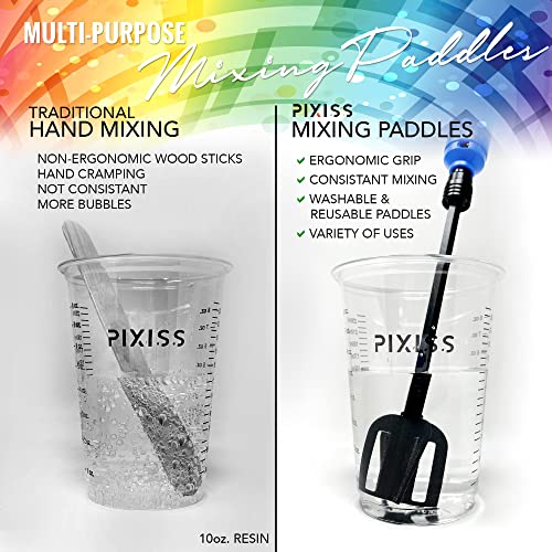 Resin Mixer Epoxy Plastic Paddles - 3 Reusable Pixiss Multipurpose Bidirectional Paint Stirrer for Drill Epoxy & Paint Mixer Drill Attachment - Paint Stirrers Epoxy Stirrer - Paint Mixer for Drill