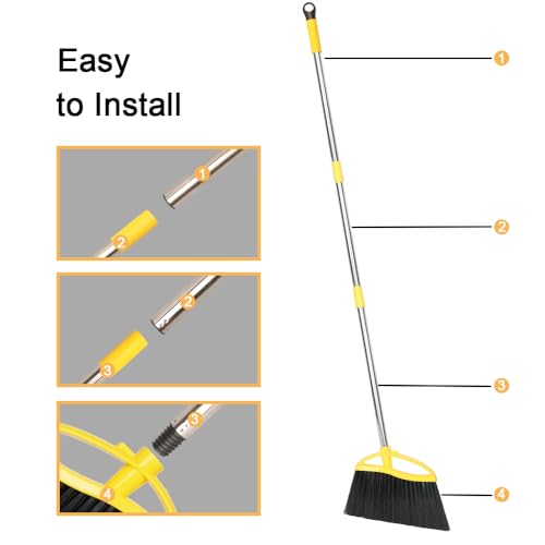 Soft Bristles Broom Indoor Angle Broom with Long Handle Soft Floor Sweeping Brooms Kitchen Broom