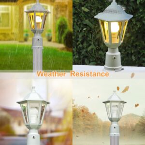 FUDESY Dusk to Dawn Outdoor Post Light, White Modern Exterior Post Lantern with Pier Mount Base, Plastic Waterproof Lamp Light Fixture for Garden Yard Patio Pathway, LED Bulb Included