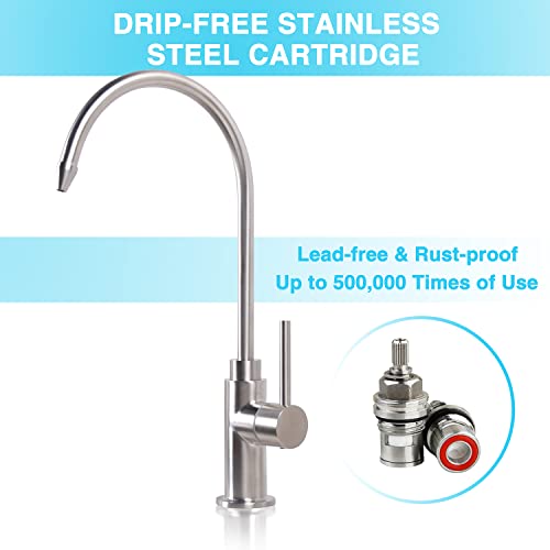 W AWESTEEL Kitchen Bar Sink Filtered Drinking Water Faucet Tap Non-air Gap Reverse Osmosis Brushed Stainless Steel