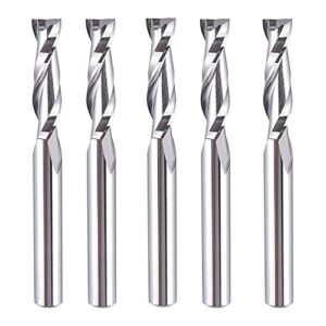 spetool 5pcs spiral router bits upcut 1/4 inch cutting diameter 1/4 inch shank router bit set hrc55 solid carbide cnc end mill for woodworking mortise slot carving engraver