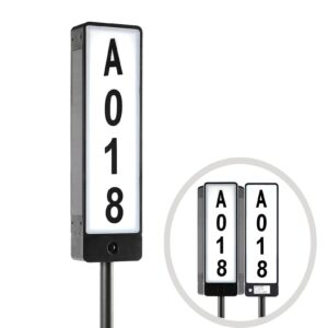 double sided solar address plaques house number, 2 solar panel outdoor waterproof address lighted house number, led illuminated address plate with stakes for home garden yard driveway street sign