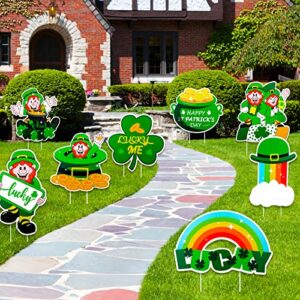 qpout 8pcs st. patrick's day yard signs, yard signs with stakes irish outdoor sign decorations suitable for irish st. patrick's holiday party outdoor lawn decorations lawn yard irish decorations