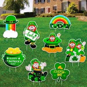 Qpout 8PCS St. Patrick's Day Yard Signs, Yard Signs with Stakes Irish Outdoor Sign Decorations Suitable for Irish St. Patrick's Holiday Party Outdoor Lawn Decorations Lawn Yard Irish Decorations