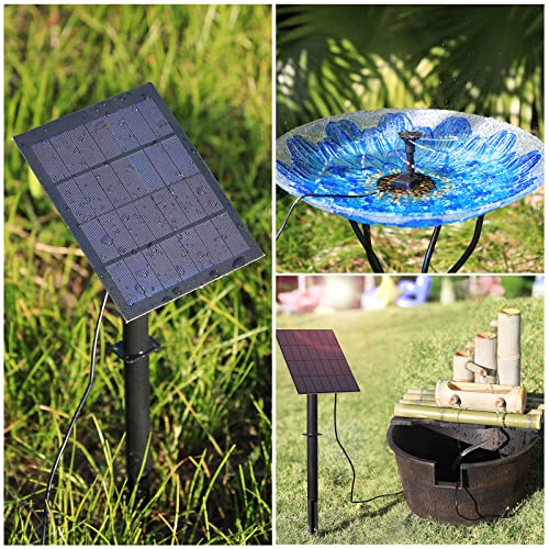 AISITIN 3.5W Solar Fountain Pump, DIY Outdoor Solar Water Pump with Multiple Nozzles, 4.9ft Water Pipe and Stake, Solar Powered Pump for Bird Bath, Ponds, Garden and Other Outdoor Places