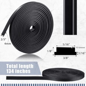 134 Inches Flexible Magnetic Strip Insert Shower Door Magnetic Strip Replacement Long Magnet Roll for Crafts for Framed Semi Framed Swinging Glass Shower Doors, Black (1 Roll)