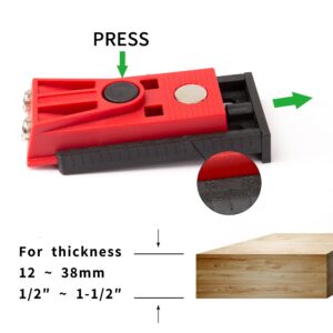 Pocket Hole Jig Set with Two Hole Jig, Step Drill Bit, Stop Collar, Square Drive Bit, Hex Key, Adjustable and Easy to Use Joinery Set for DIY Woodworking Projects