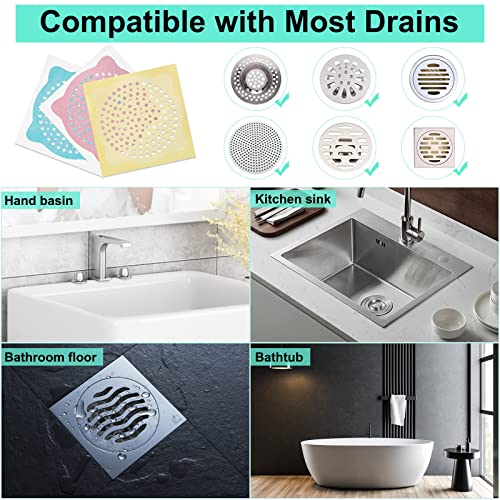 Shower Drain Hair Catcher,Disposable Mesh Stickers for Bathroom,Bathtub,Sink Strainer Captures Hair to Prevent Clogging, Drain Covers Full Coverage 30 Pieces