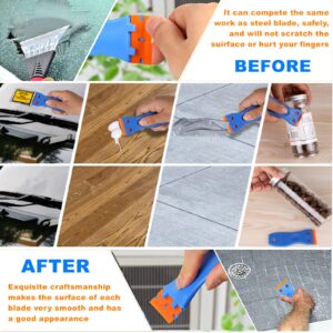 Plastic Blade Scraper, 2PCS Razor Scraper Tool 50PCS Double Edged Blades, Cleaning Scraper Remover for Decals, Stickers, Labels, Caulk, Adhesive, Paint from Car Window and Glass