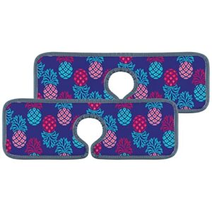kitchen faucet absorbent mat 2 pieces blue pink pineapple faucet sink splash guard bathroom counter and rv,faucet counter sink water stains preventer