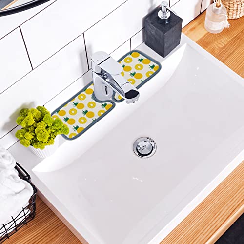 Kitchen Faucet Absorbent Mat 2 Pieces Pineapple Fruit Slices Faucet Sink Splash Guard Bathroom Counter and RV,Faucet Counter Sink Water Stains Preventer